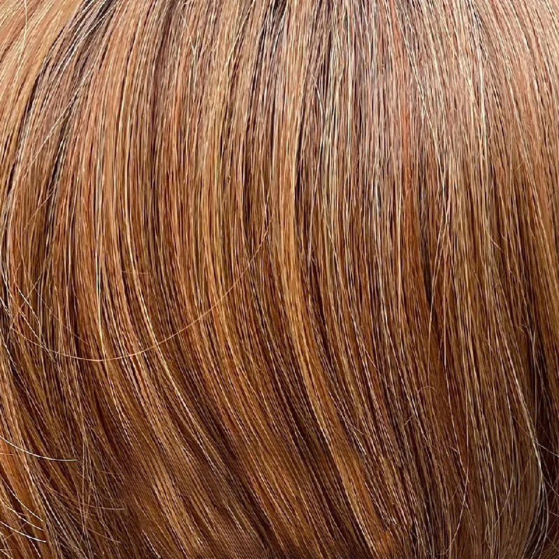 Pumpkin Pie Spice-R | 27/130/613+8 | Medium brown rooted, combination of strawberry, medium and light copper red, highlighted with light blonde.