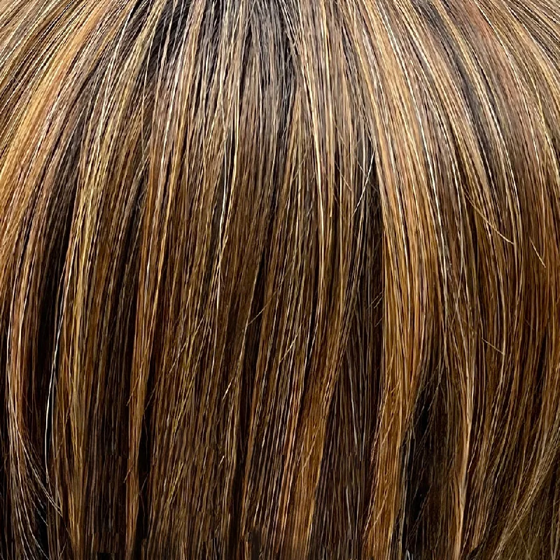 Rich Chocolate Brown-R | 2/4/30+4 | Rooted with dark brown, mixture of dark and medium brown, heavily highlighted with dark auburn , strawberry, mahogany.