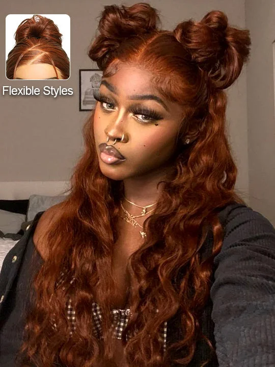 Colored wig with a silver - grey color for a trendy and cool - toned lookKisslove Pre-Everything Upgraded Copper Brown Wig 3D Body Wave 360 Lace Wigs Human Hair