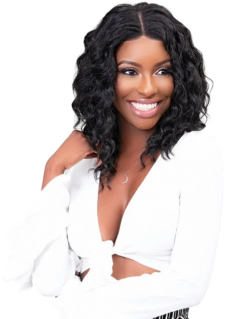 Synthetic lace wig with a heat - resistant formulaJanet Collection Luscious Remy Indian Human Hair Wet & Wavy HD 360 Lace Wig - FRENCH DEEP 18"/22"  SALE