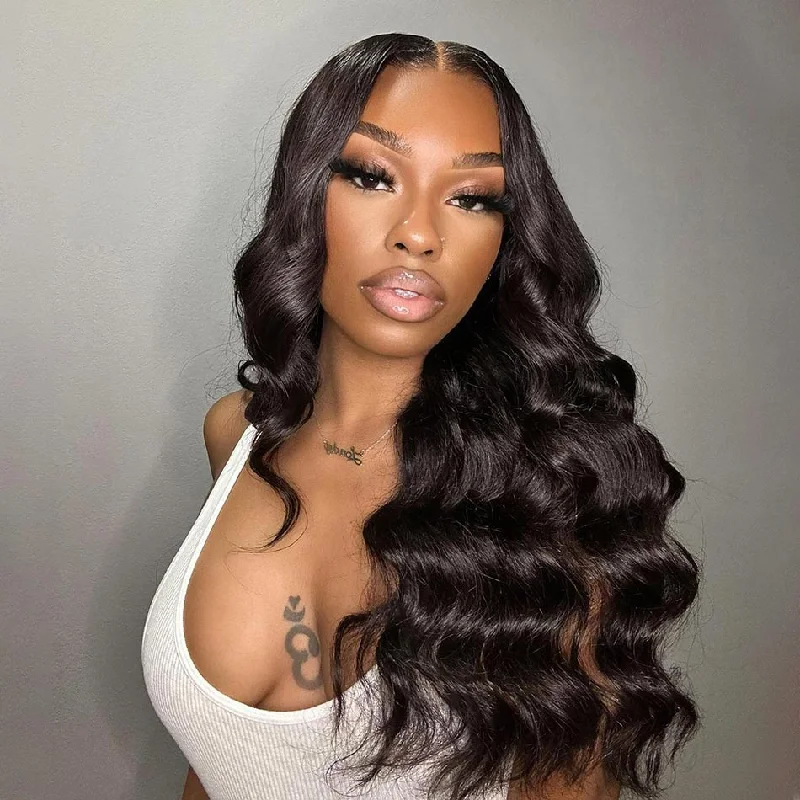 Lace wig with a wavy texture for a beachy lookPre Cut 9x6 HD Lace Wear & Go Wig Pre Bleached Knots Body Wave Glueless Wig