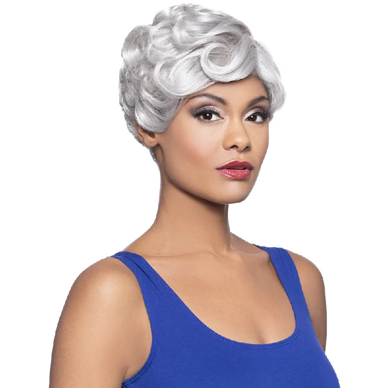 Lace wig with a wavy texture for a beachy lookFOXY SILVER SYNTHETIC J LACE WIG SHARON [10939]