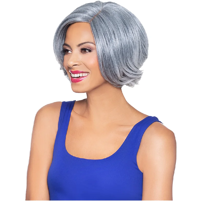 Lace wig with a pre - plucked hairline for a more natural lookFOXY SILVER SYNTHETIC J LACE WIG VERA [10961]