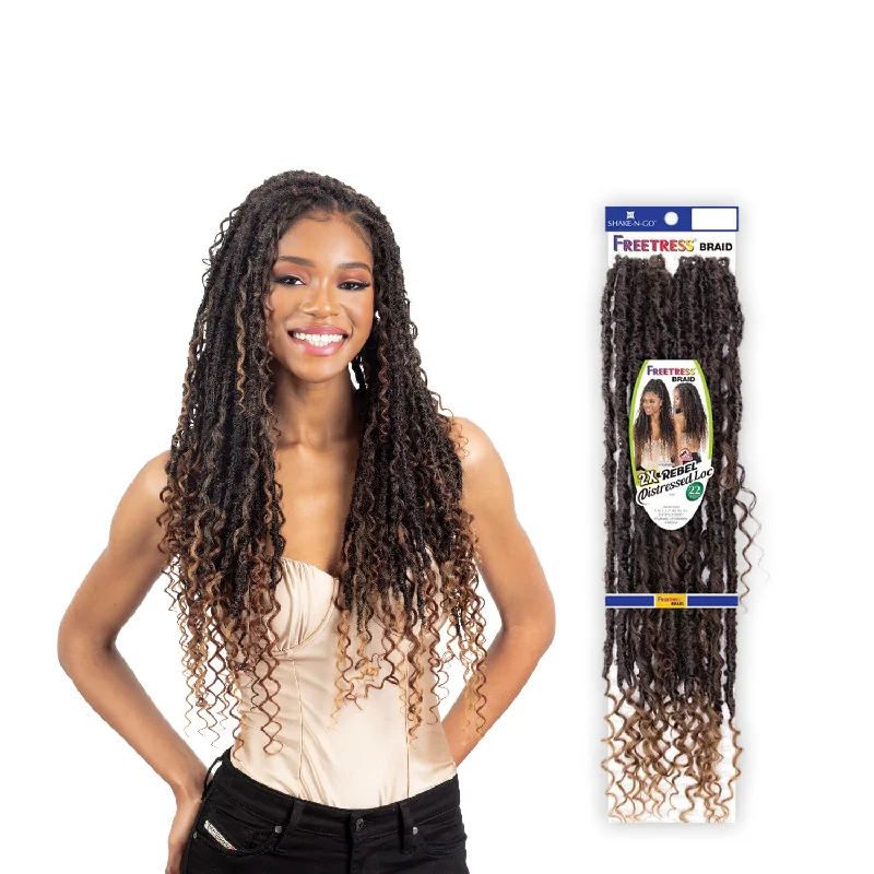 Child - friendly braided wigs with a soft and gentle feelFreeTress Crochet Braids 2X Rebel Distressed Loc 22"