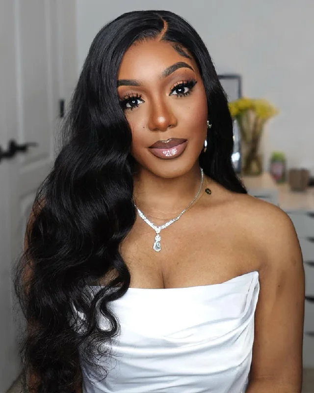 Lace wig with a pre - bleached knot for a natural - looking scalpEasy-Wear Body Wave Pre-Cut Glueless 6x5 Lace Front Wig C-part Pre-bleached Knots Beginner-Friendly Human Hair