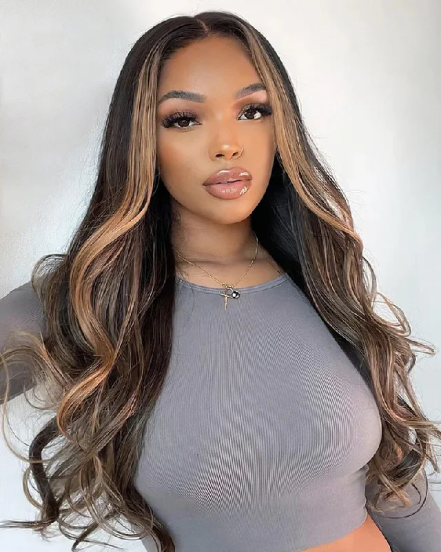 Lace wig with a natural - looking root for a more realistic look#30 Highlight Body Wave Human Hair Wig - Glueless 6x5 Pre-Cut Lace/13x4 Lace Front Pre-Plucked Hairline