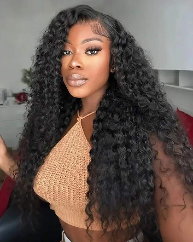 Lace wig with a curly texture for a bold and stylish choice13x6 Lace Frontal Deep Wave Natural Black Human Hair Wig - Arabella Hair