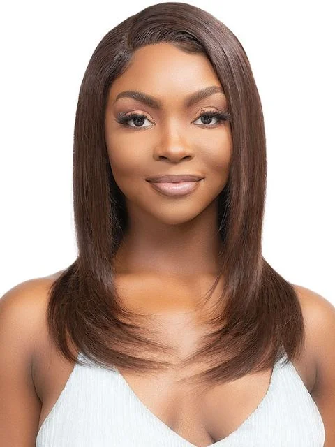 Lace wig in a chocolate - brown color for a rich and warm appearanceJanet Collection 100% Natural Virgin Remy Human Hair HD 360 with 13X4 Frontal Part Glueless BABETTE Lace Wig *BFCM