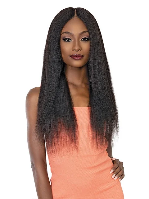 Lace wig with a side - swept bang for a sophisticated lookJanet Collection 100% Remy Human Hair Deep Part HD Lace Wig - PERM YAKY *BFCM