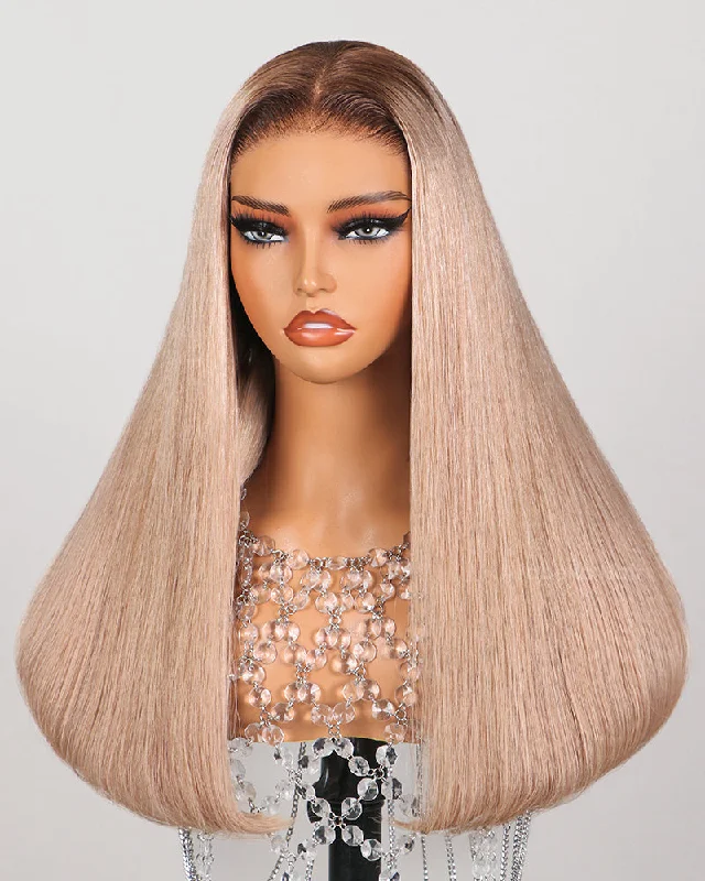 Lace wig with a curly texture for a bold and stylish choice【Limited Design】Highlight Blonde #20 Colored Ombre Ash Blonde Easy-Wear Glueless 6x5 Pre-Cut Lace Wig With Bleached Knots Human Hair Wigs