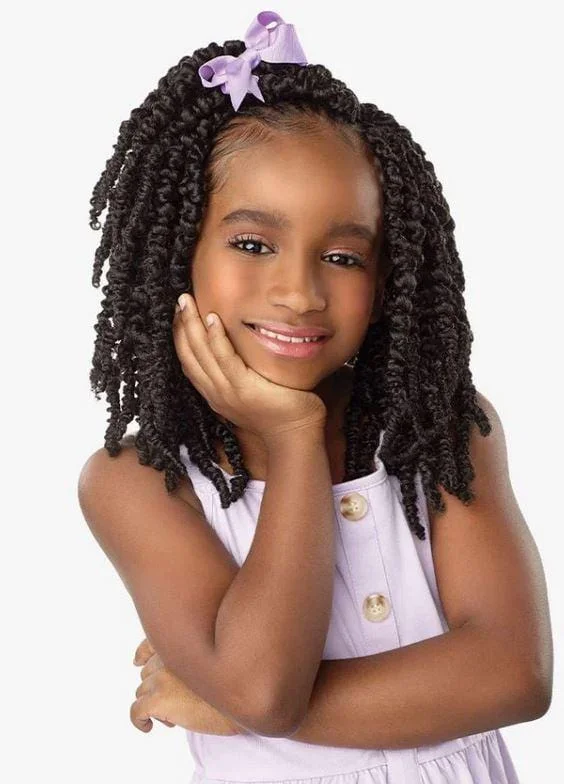 Bob - length braided wigs for a short and sassy lookLulu Mini Pre-Looped 2x Kids Candy Twist 8" 1B