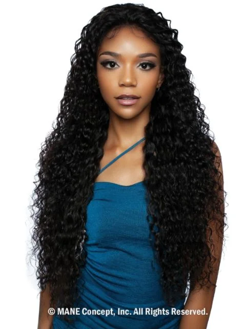 Lace wig with a 200 - density for a full and thick appearanceMane Concept 100% Unprocessed Human Hair Trill 13x4 HD Glueless Lace Wig - TRE2120 WATER WAVE 30"