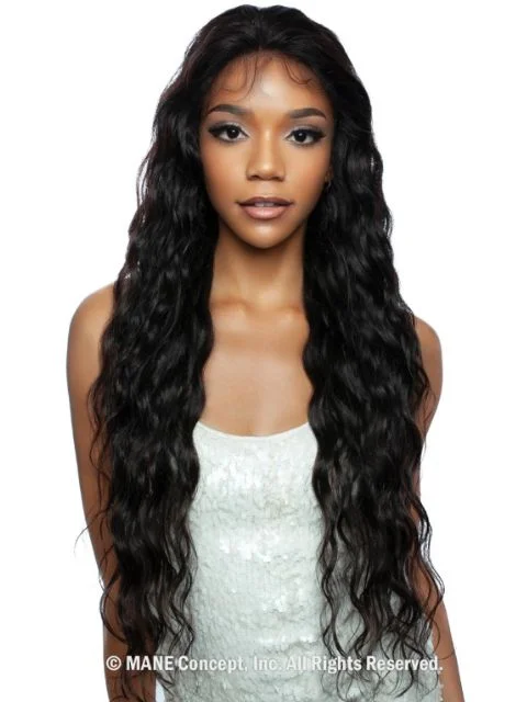 Lace wig with a 13x4 lace frontal for a wide - parting areaMane Concept 100% Unprocessed Human Hair Trill 13x4 HD Glueless Lace Wig - TRE2123 LOOSE DEEP 32"