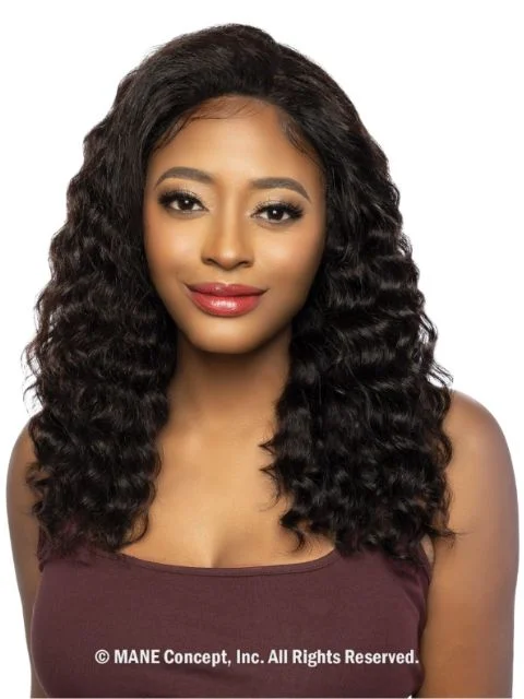 Lace wig with a side - part for a more flattering lookMane Concept Trill 13A Human Hair HD 13x4 Lace Front Wig - TRE2102 DEEP WAVE 18