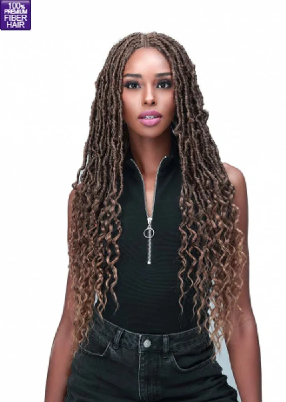 Lace wig with a honey - blonde color for a warm and sunny appearanceNu Locs Goddess 24 Wig