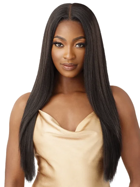 Human - hair lace wig for a luxurious and natural feelOutre 100% Human Hair Blend 5"x5" Glueless Lace Closure Wig - HHB-YAKI STRAIGHT 26"