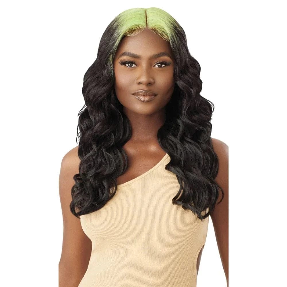 Lace wig with a curly texture for a bold and stylish choiceOutre Peekaboo Color Bomb Lace Front Wig - Crismina