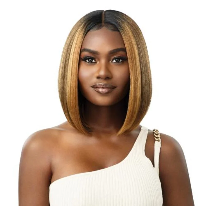 Bob wig with a balayage effect for a natural - looking color transitionOutre Premium Deluxe Ready to Wear Glueless Synthetic Lace Front Wig - Collina