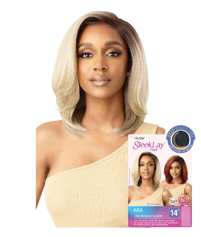 Lace wig with a 200 - density for a full and thick appearanceOutre Lace Front Sleeklay Part Deep-C Lace Part Wig-Ara