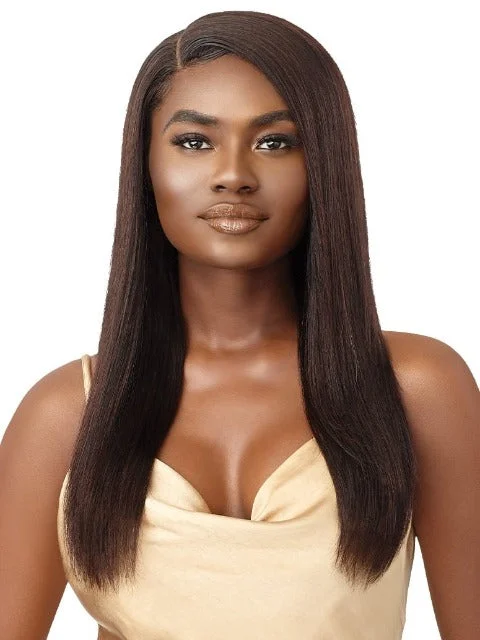 Lace wig with a wispy fringe for a soft and feminine lookOutre Mytresses Gold Label 100% Unprocessed Human Hair Lace Front Wig - KRISTABEL