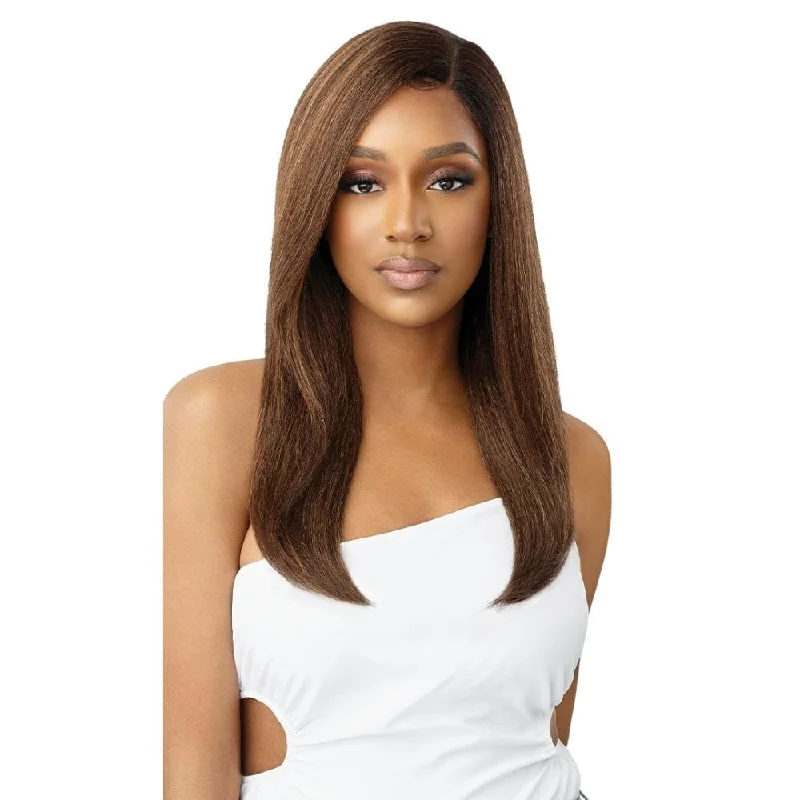 Lace wig with a platinum - blonde color for a bold and trendy lookOutre Synthetic Lace Front Wig - Natural Yaki 22"