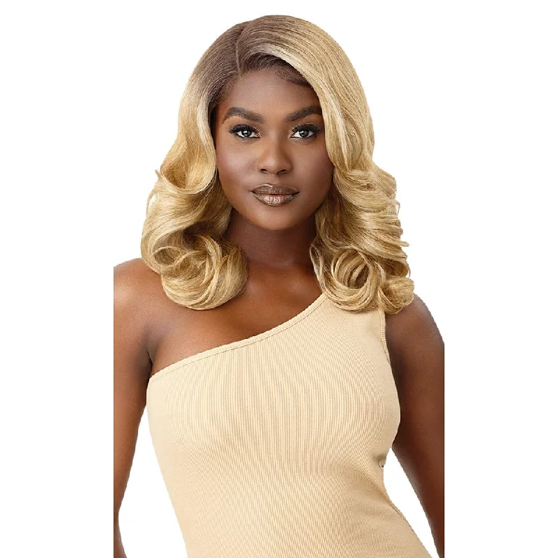 Lace wig with a platinum - blonde color for a bold and trendy lookOutre Synthetic SleekLay Part Lace Front Wig - Flara