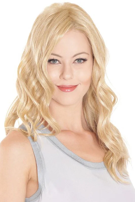 Lace wig with a honey - blonde color for a warm and sunny appearanceSale - Belle Tress Toppers - Lace Front Mono Top Wave 18" (#7007) - Color: Marshmallow Blonde