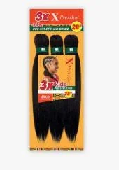 Human hair braided wigs for a luxurious feelSENSATIONNEL 3X X-PRESSION KIDS PRE-STRETCHED BRAID 28"