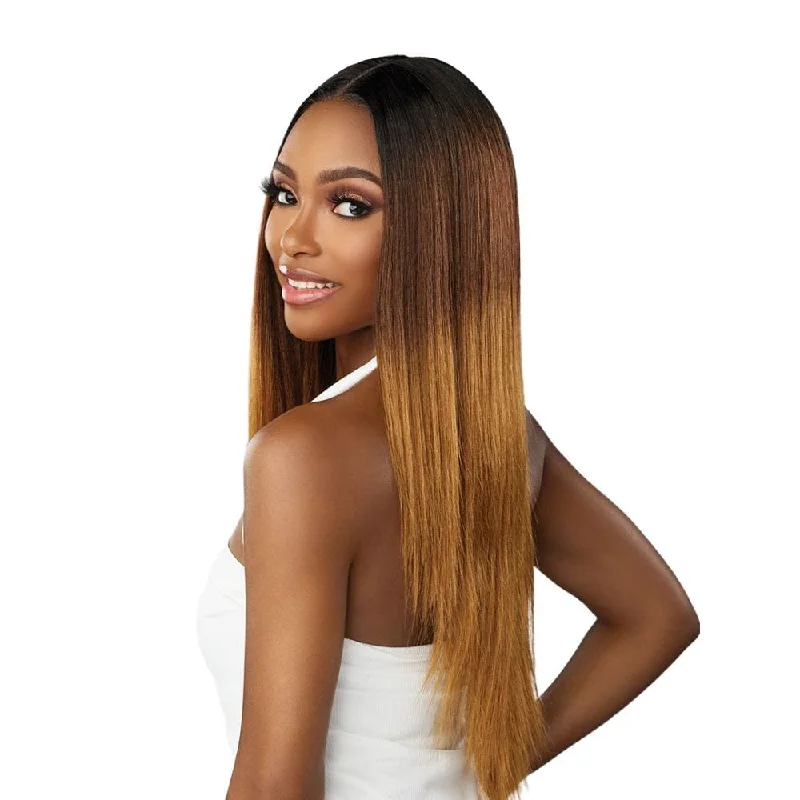 Lace wig in a chocolate - brown color for a rich and warm appearanceSensationnel Butta HD Lace Front Wig - Straight 26"