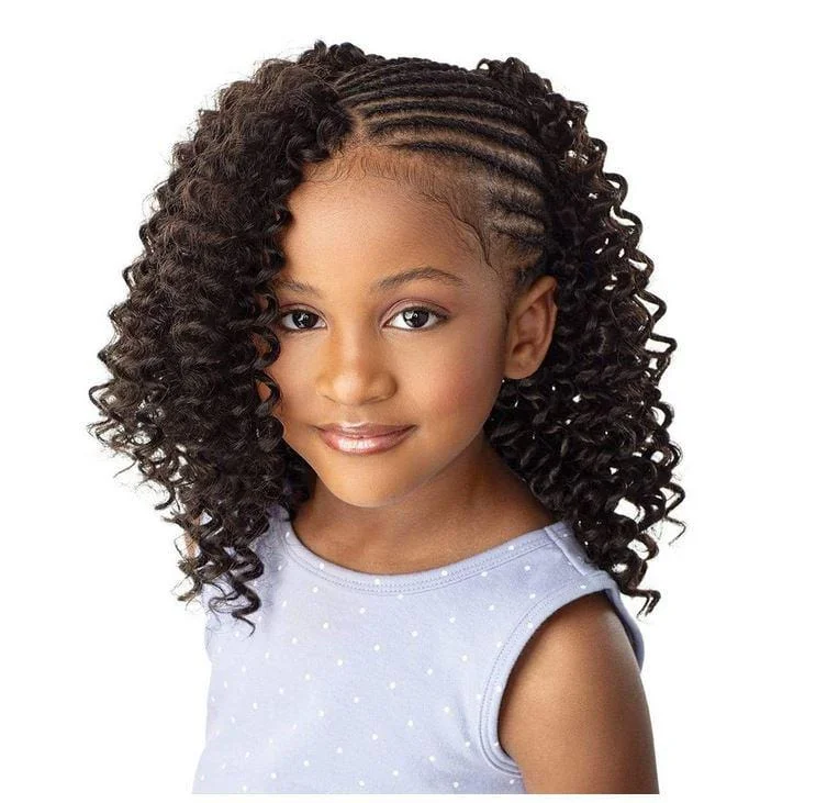 Braided wigs with a 180 - density for a full and thick appearanceSENSATIONNEL FULLY-FOLDED KIDS 2X LULU MINI WATER WAVE 10"