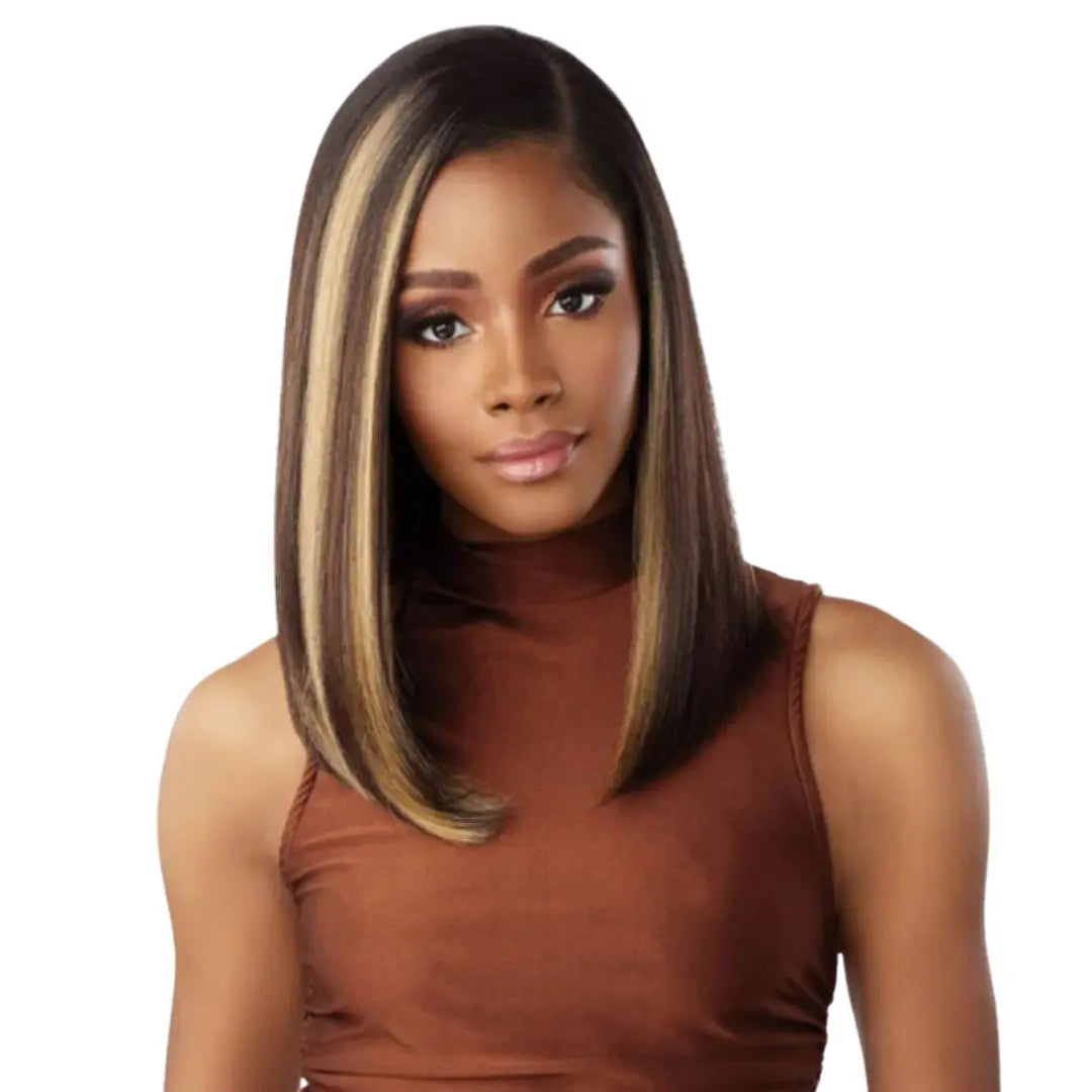 Bob wig with a balayage effect for a natural - looking color transitionSensationnel What Lace Hairline Illusion Frontal Lace Wig - Shiyana