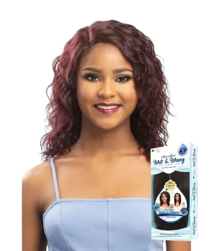 Synthetic lace wig with a heat - resistant formulaSensual Vella Vella Brazilian Wet & Wavy Lace Part Wig - Spring Wave