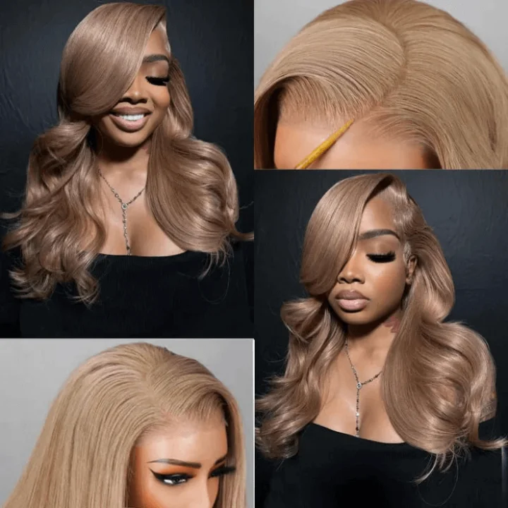 Colored wig with a wavy texture for a beachy and fun lookTuneful Special Customise Light Flaxen Brown Cozy Blonde Colored 13x4 13x6 HD Lace Frontal Wigs 210% Density