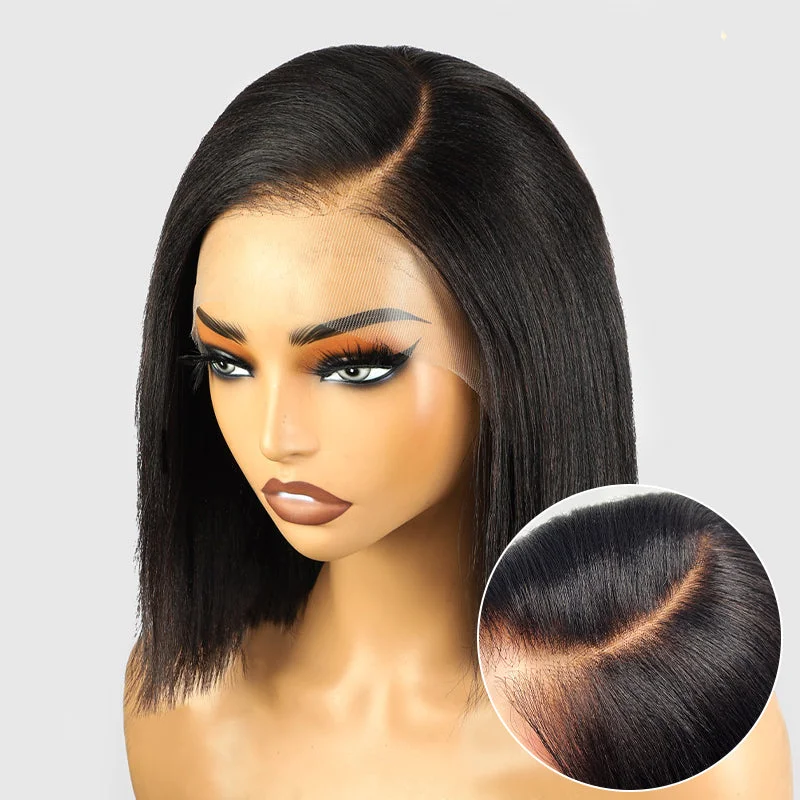 Bob wig with auburn highlights for a warm and vibrant appearanceIshow Upgrade Yaki Straight Human Hair Bob Wig 13x4 Lace Front Pre Plucked Pre-Cut Lace Glueless Wig