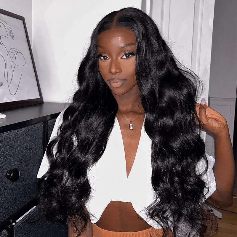 Lace wig with a 13x4 lace frontal for a wide - parting areaWear Go Wig | Pre Cut 6x5 4x4 HD Lace Body Wave Closure Wig Pre Plucked Pre Bleached