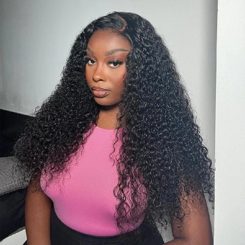 Lace wig with a straight texture for a sleek and minimalist lookUpgraded Pre-cut 6x5 HD Lace Curly Hair Wear Go Wig Bleached Knots Glueless Wig