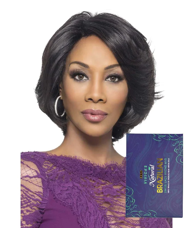 Lace wig in a chocolate - brown color for a rich and warm appearanceVivica A.Fox Remi Brazilian Swiss Lace Front Wig - Kaia