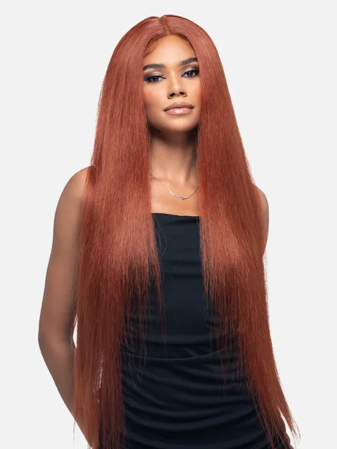 Lace wig with a wispy fringe for a soft and feminine lookVivica A Fox Supreme Human Hair Blend HD Lace Front Wig - WNB-1