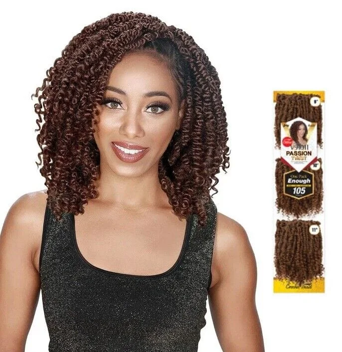 Colored braided wigs with a rainbow ombre effectZURY V91011 PASSION TWIST ONE PACK ENOUGH