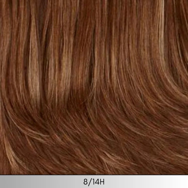 8/14H -  Medium & dark brown with dark blonde & subtle auburn highlights