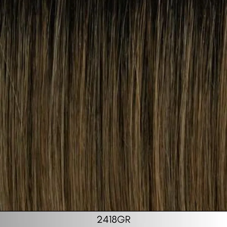 2418GR - Light ash brown with gold blonde highlights and dark brown roots