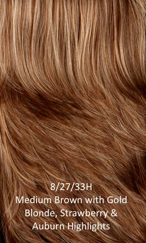 8/27/33H - Medium brown with gold blonde and strawberry with auburn highlights