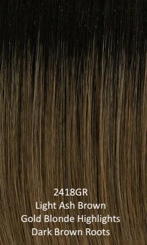 2418GR - Light ash brown with gold blonde highlights and dark brown roots