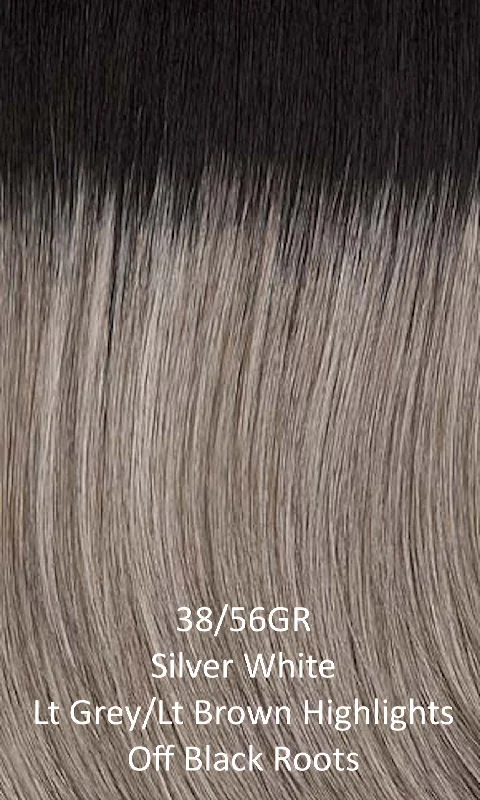 38/56GR - Silver white highlighted with light grey and light brown and off black roots