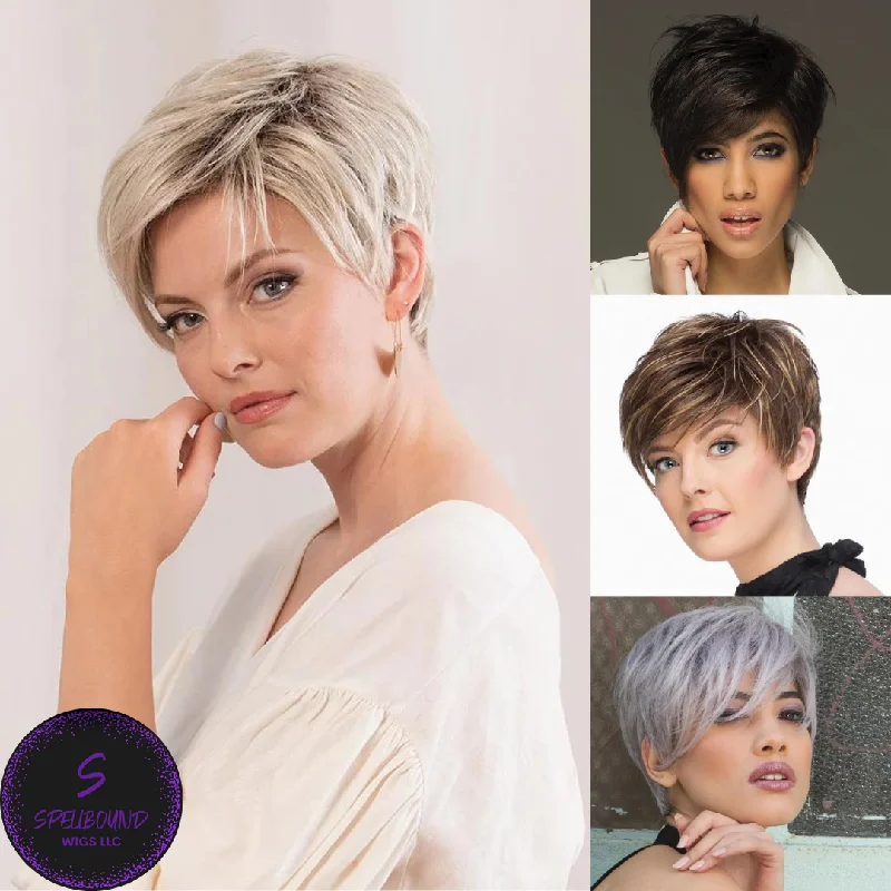 Long - length wig with a platinum - blonde color for a bold and trendy lookJett in Mandarin Rooted - Naturalle Front Lace Line Collection by Estetica Designs ***CLEARANCE***