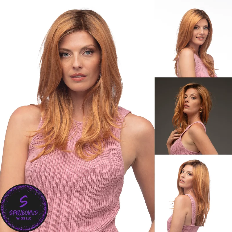 Long - length wig with a curly fringe for a playful and youthful vibeLocklan in Sunlit Blonde - High Society Monofilament Top Collection by Estetica Designs ***CLEARANCE***