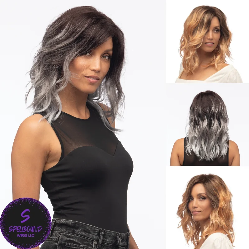 Long - length wig with a honey - blonde color for a warm and sunny appearanceOcean in Graydient Storm - Naturalle Front Lace Line Collection by Estetica Designs ***CLEARANCE***