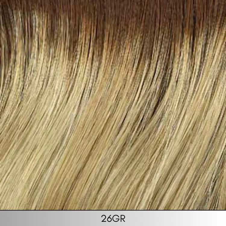 26GR - Gold blonde with light blonde highlights and brown roots