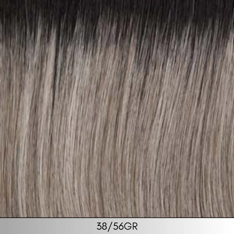 38/56GR - Silver white light grey with light brown highlights and off black roots