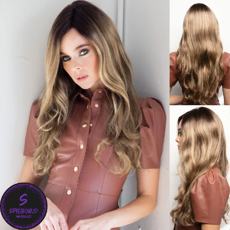 Long - length wig with a silk - base cap for a comfortable and smooth feelRylee in Mocha Brown - Hi Fashion Collection by Rene of Paris ***CLEARANCE***